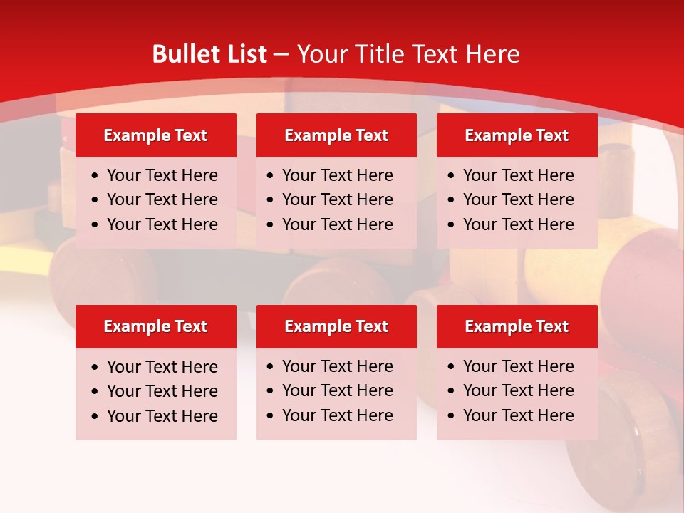 A Wooden Toy Train On A Red And White Background PowerPoint Template