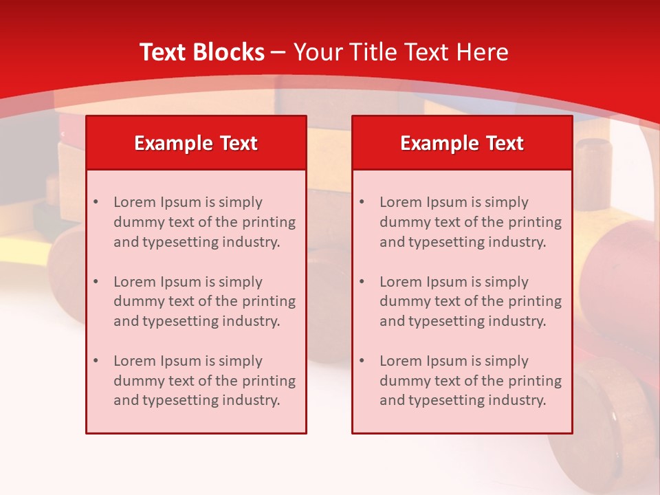 A Wooden Toy Train On A Red And White Background PowerPoint Template