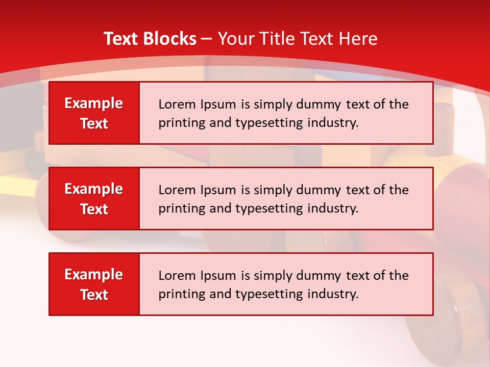 A Wooden Toy Train On A Red And White Background PowerPoint Template