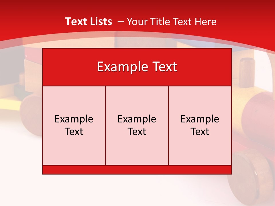 A Wooden Toy Train On A Red And White Background PowerPoint Template