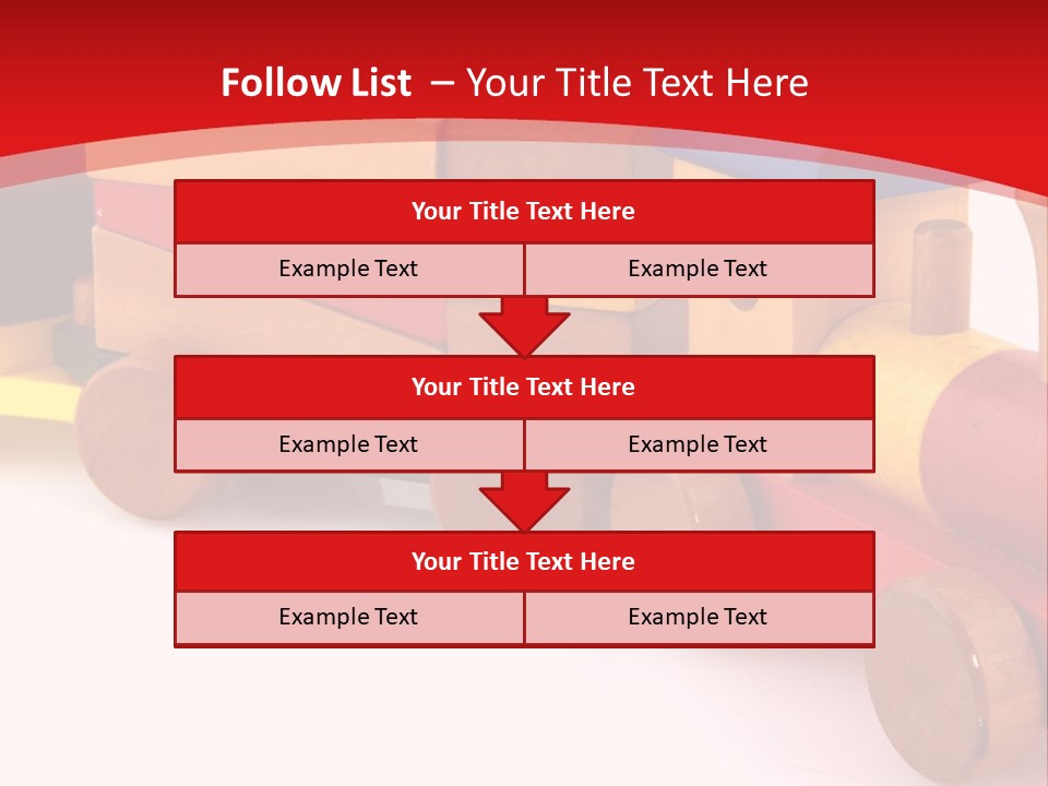 A Wooden Toy Train On A Red And White Background PowerPoint Template