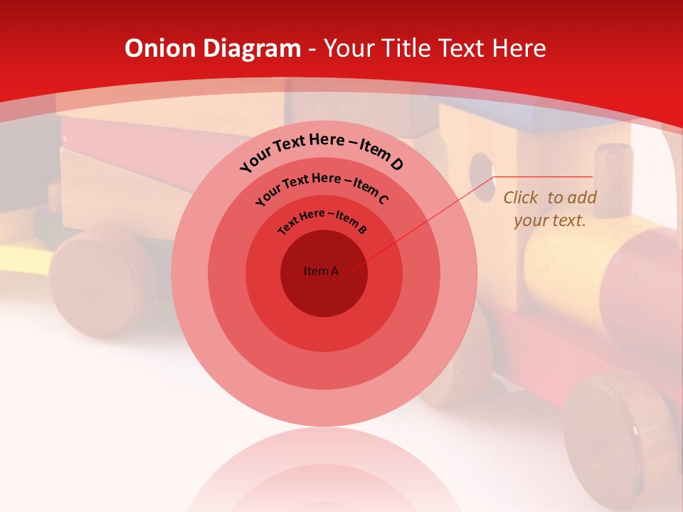 A Wooden Toy Train On A Red And White Background PowerPoint Template