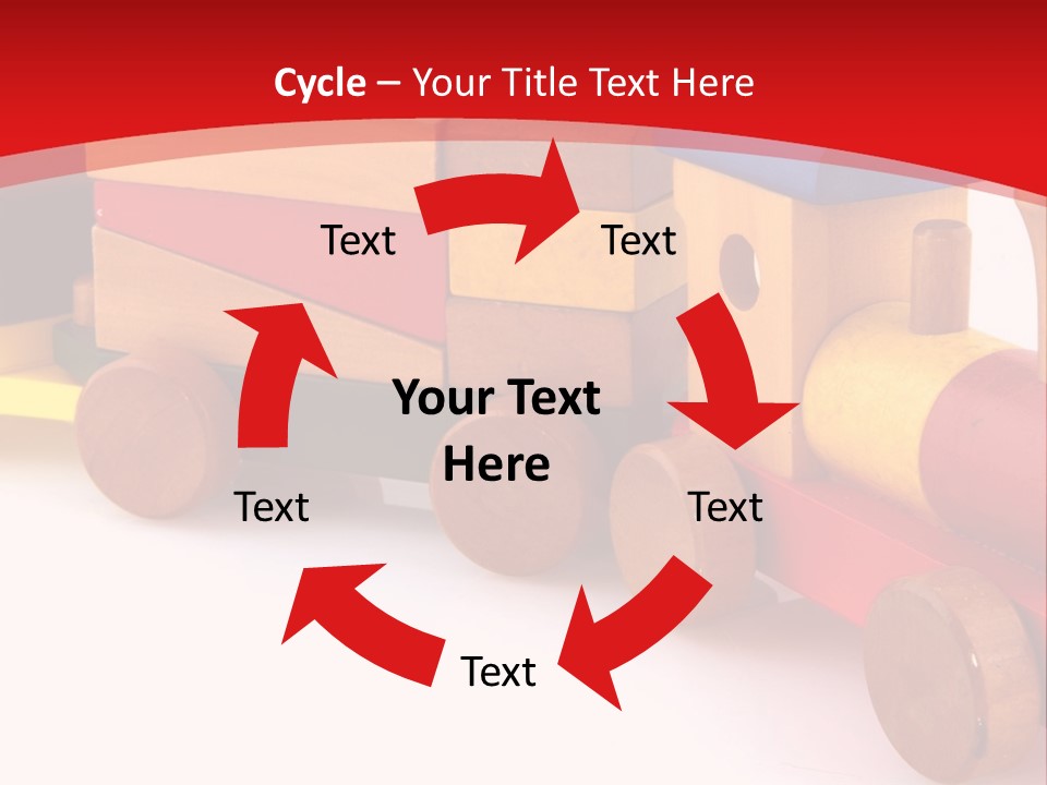 A Wooden Toy Train On A Red And White Background PowerPoint Template
