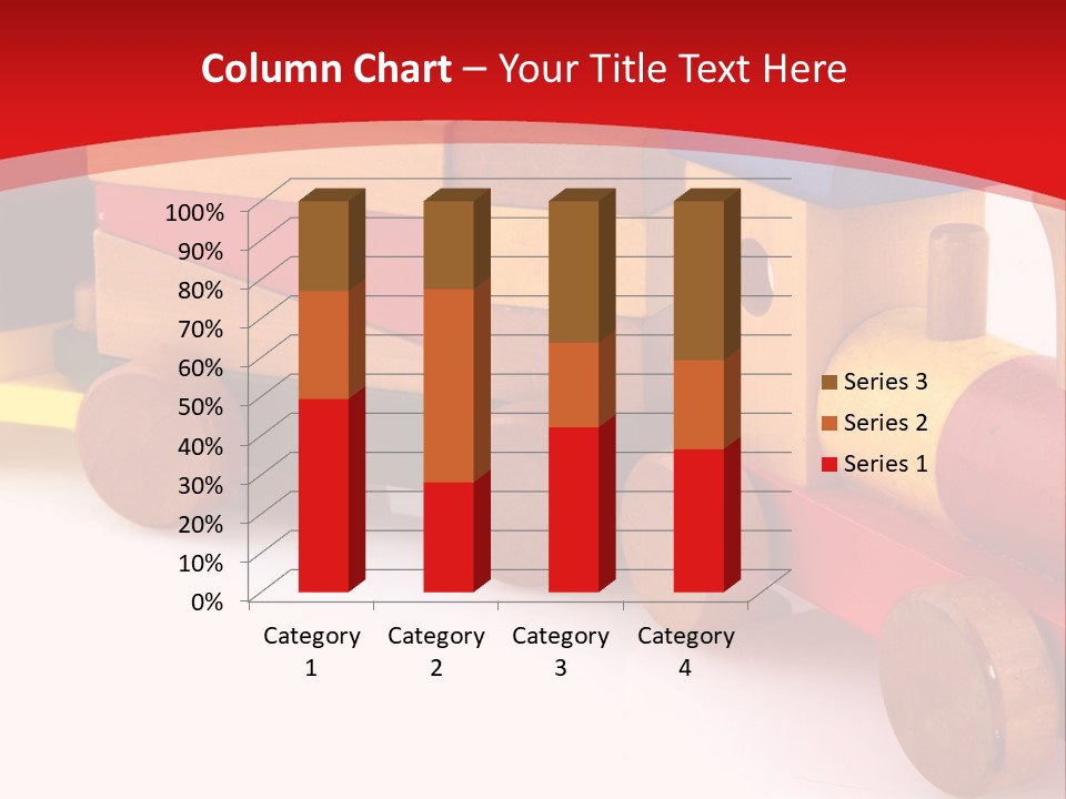 A Wooden Toy Train On A Red And White Background PowerPoint Template
