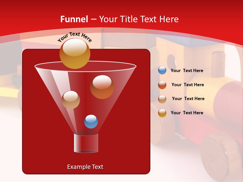 A Wooden Toy Train On A Red And White Background PowerPoint Template