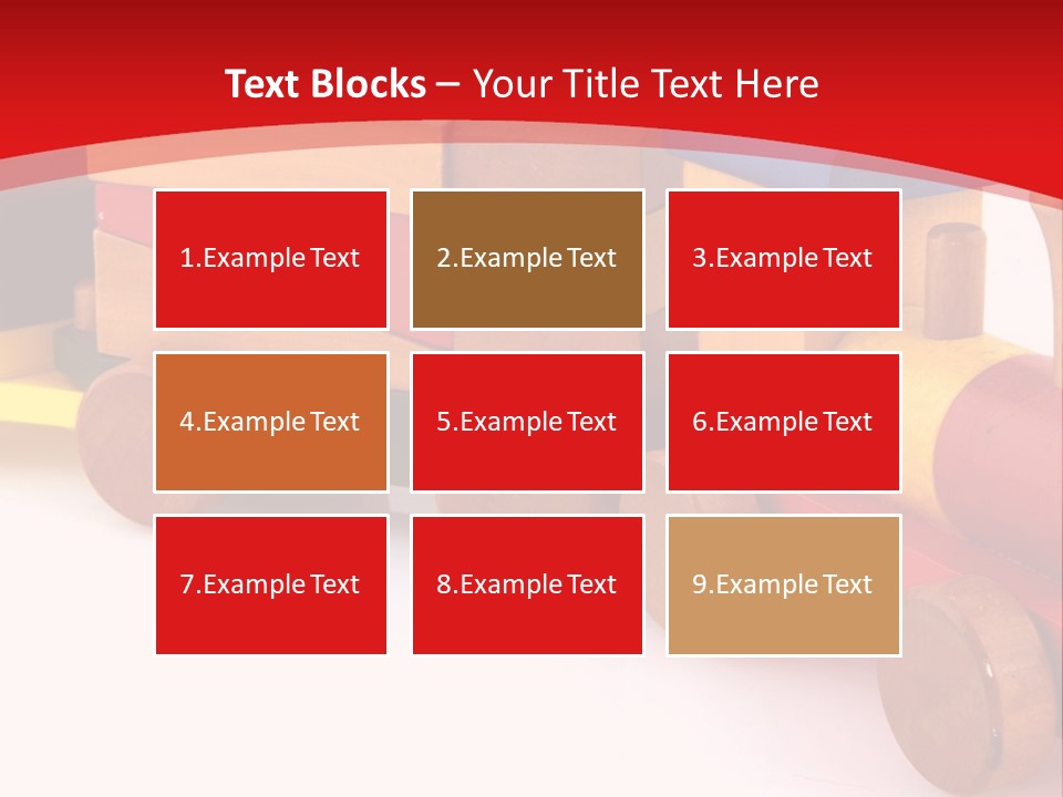 A Wooden Toy Train On A Red And White Background PowerPoint Template