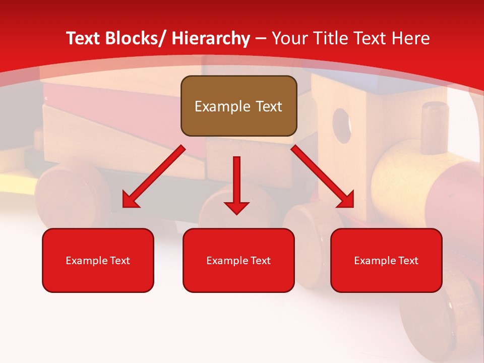A Wooden Toy Train On A Red And White Background PowerPoint Template