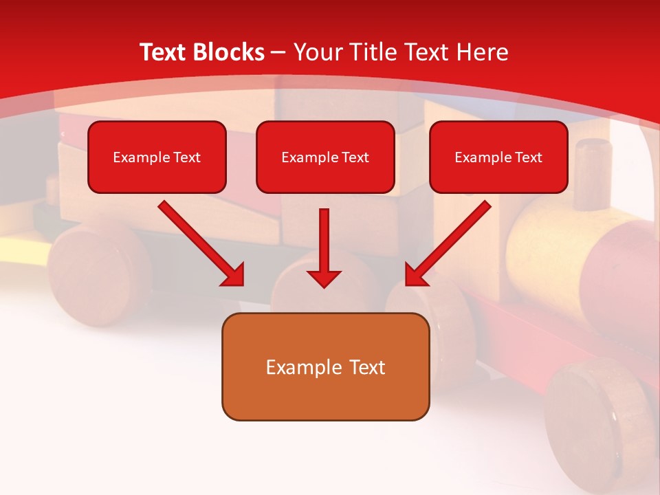 A Wooden Toy Train On A Red And White Background PowerPoint Template