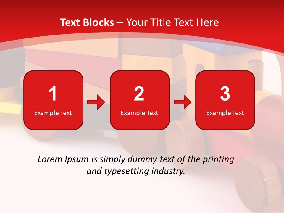 A Wooden Toy Train On A Red And White Background PowerPoint Template
