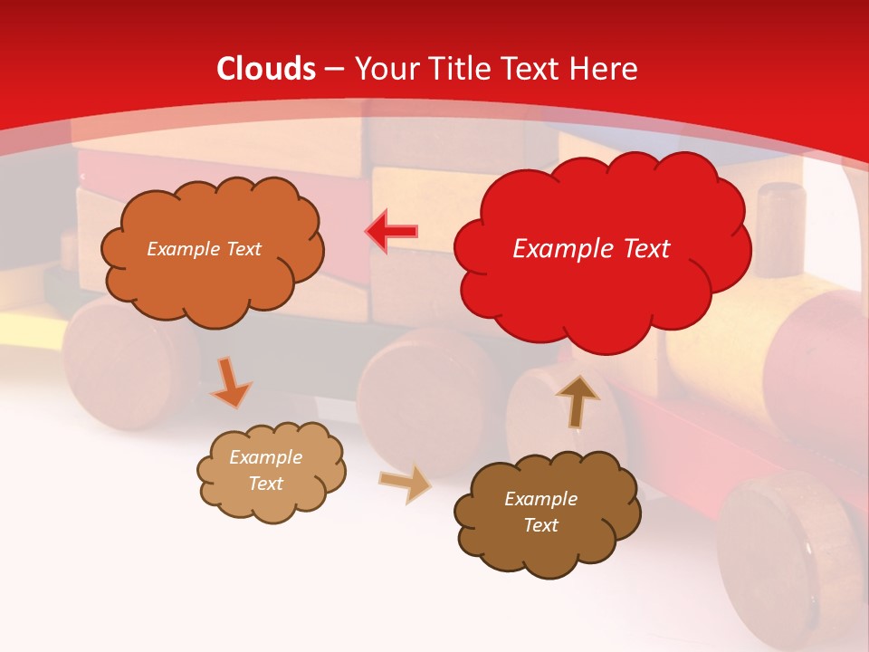 A Wooden Toy Train On A Red And White Background PowerPoint Template