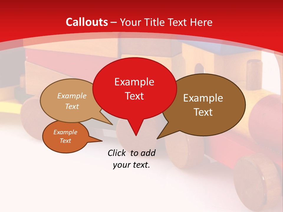 A Wooden Toy Train On A Red And White Background PowerPoint Template