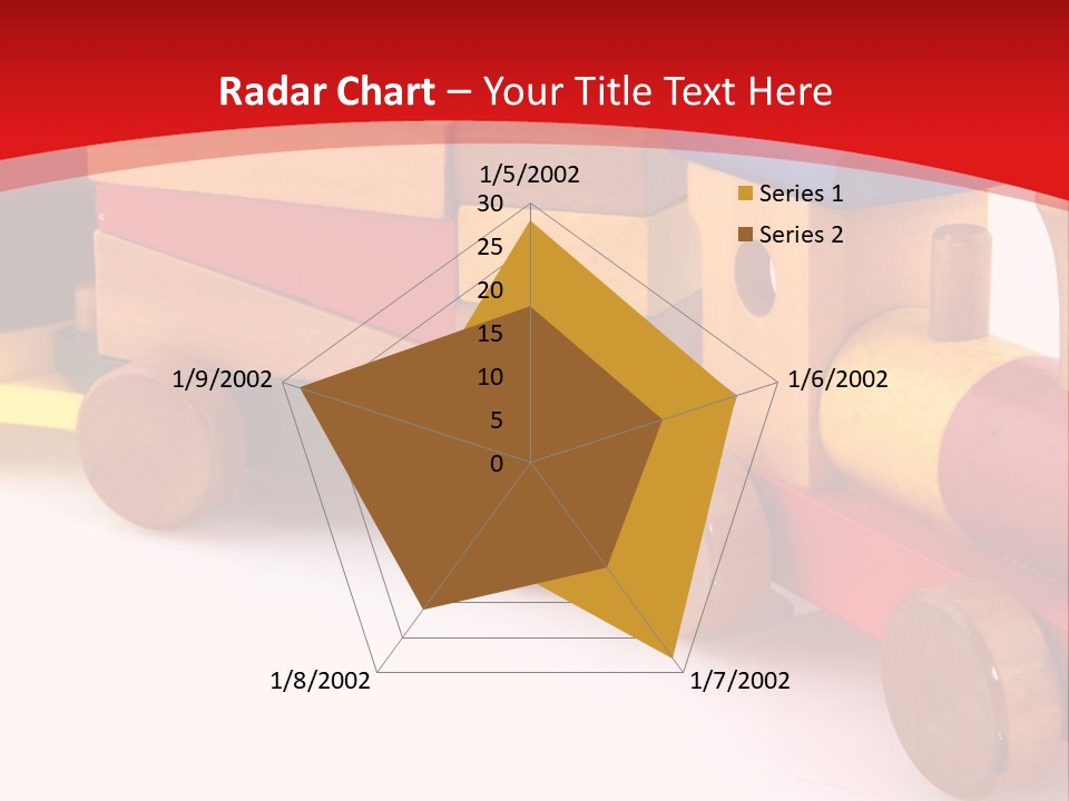 A Wooden Toy Train On A Red And White Background PowerPoint Template