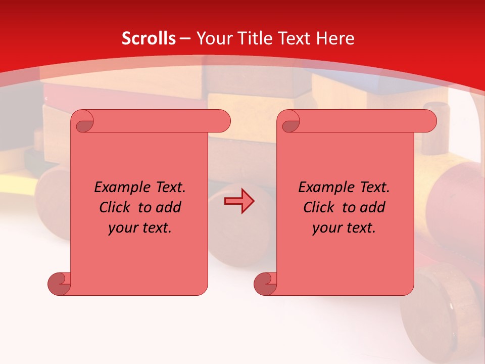 A Wooden Toy Train On A Red And White Background PowerPoint Template