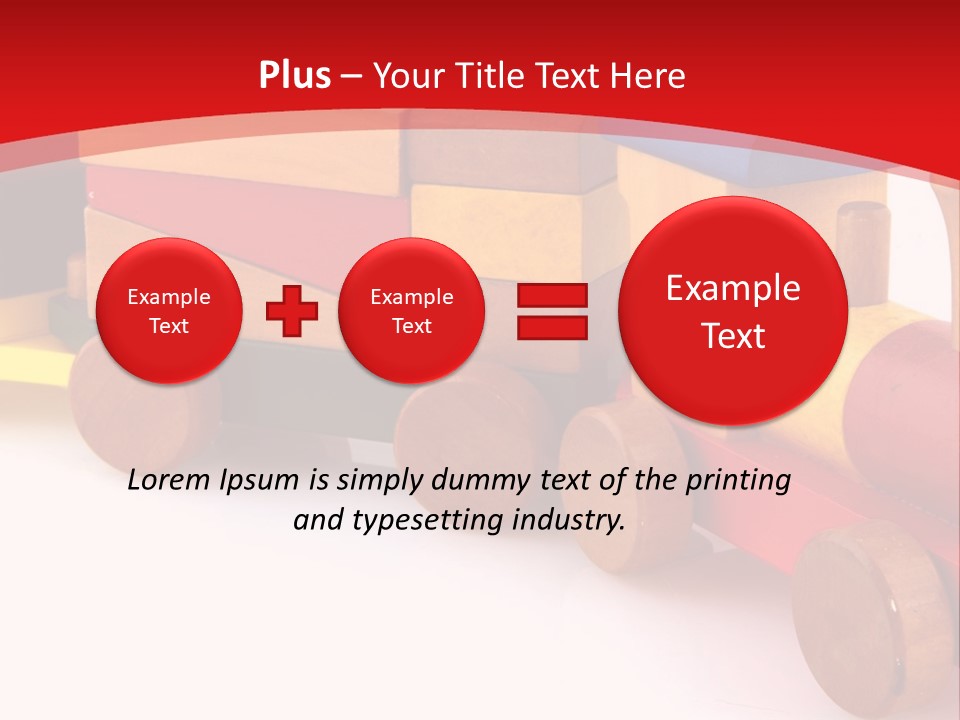 A Wooden Toy Train On A Red And White Background PowerPoint Template