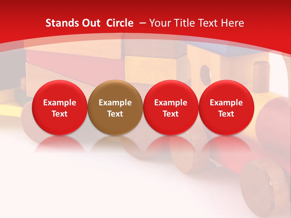 A Wooden Toy Train On A Red And White Background PowerPoint Template