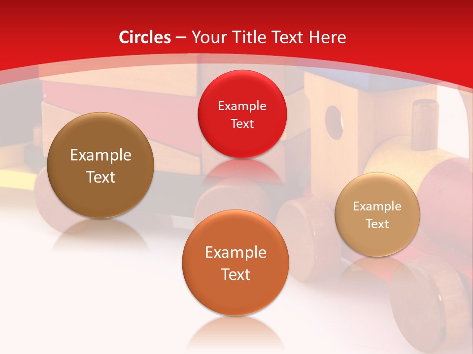 A Wooden Toy Train On A Red And White Background PowerPoint Template