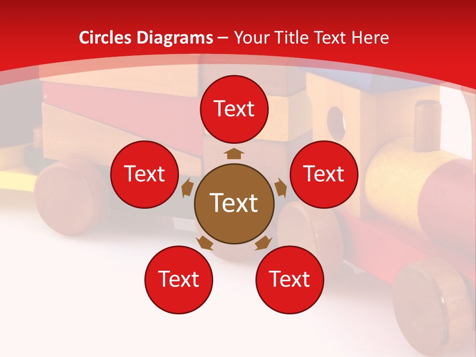 A Wooden Toy Train On A Red And White Background PowerPoint Template