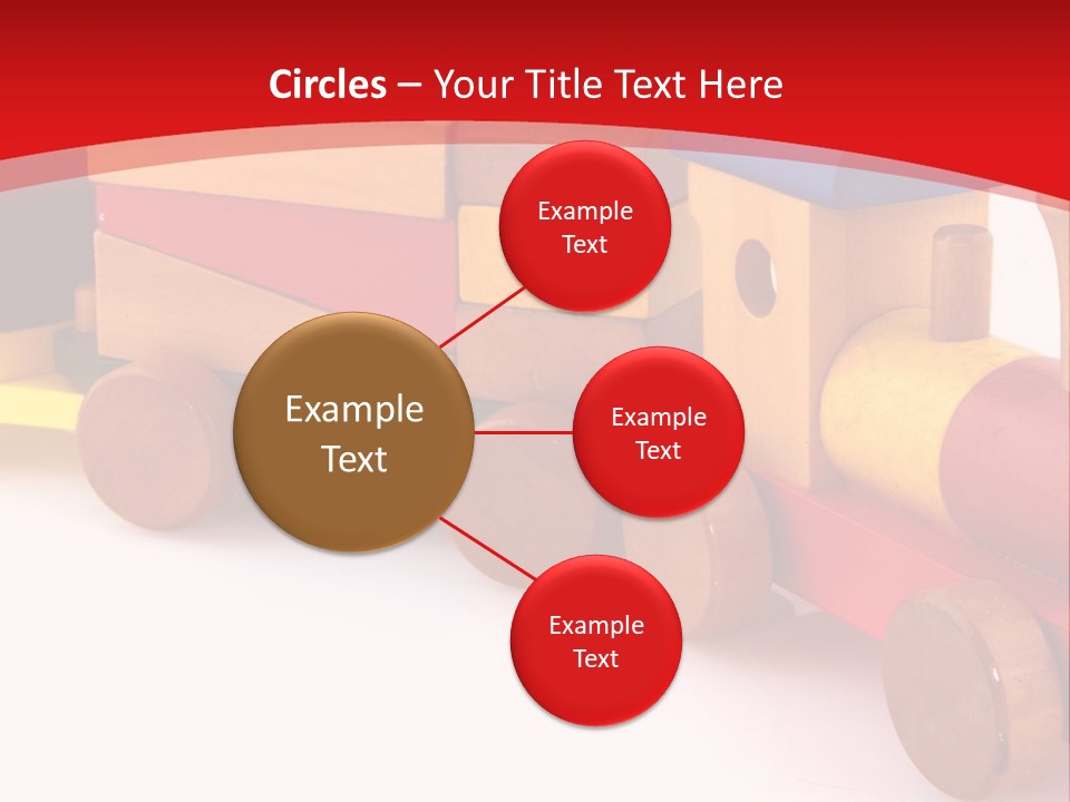A Wooden Toy Train On A Red And White Background PowerPoint Template