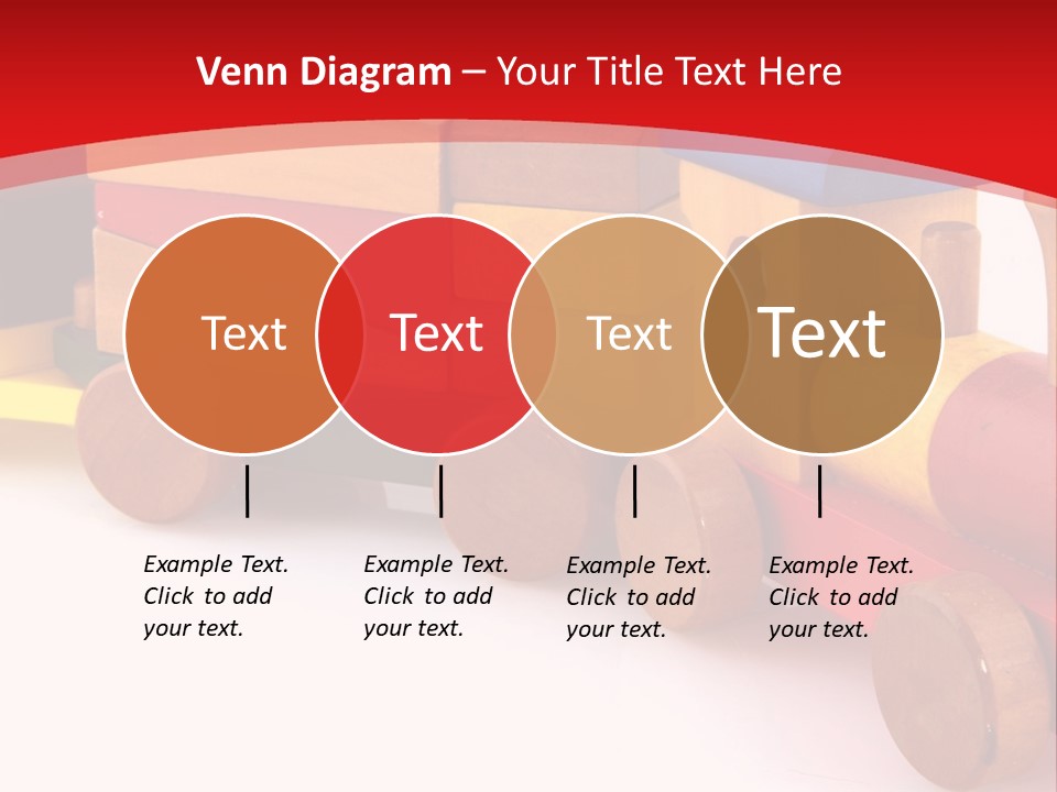 A Wooden Toy Train On A Red And White Background PowerPoint Template