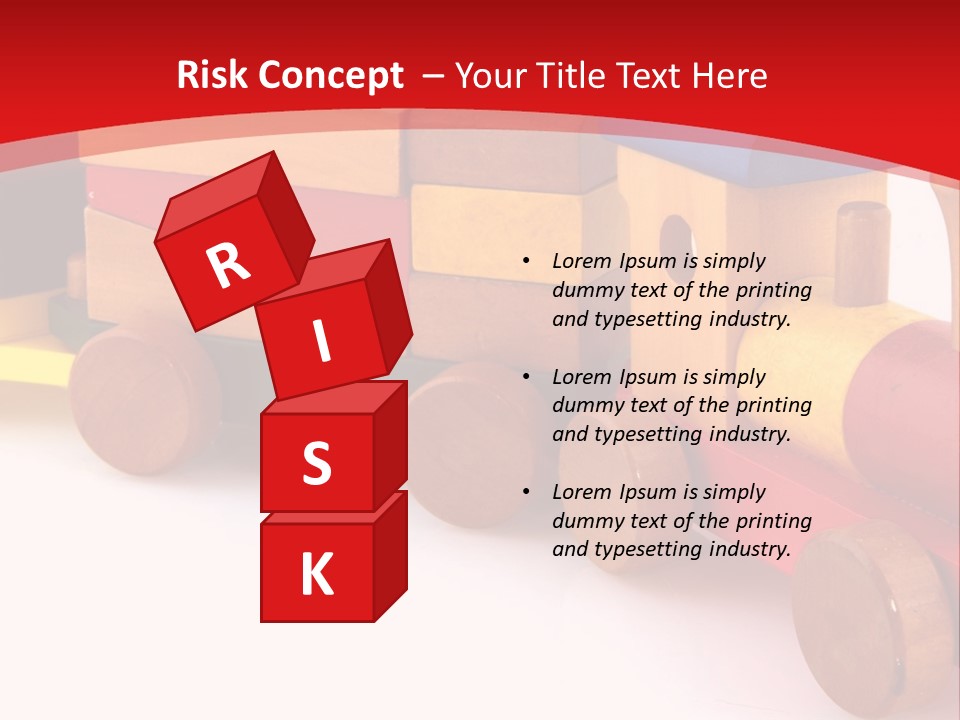 A Wooden Toy Train On A Red And White Background PowerPoint Template