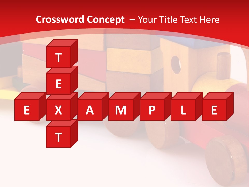 A Wooden Toy Train On A Red And White Background PowerPoint Template