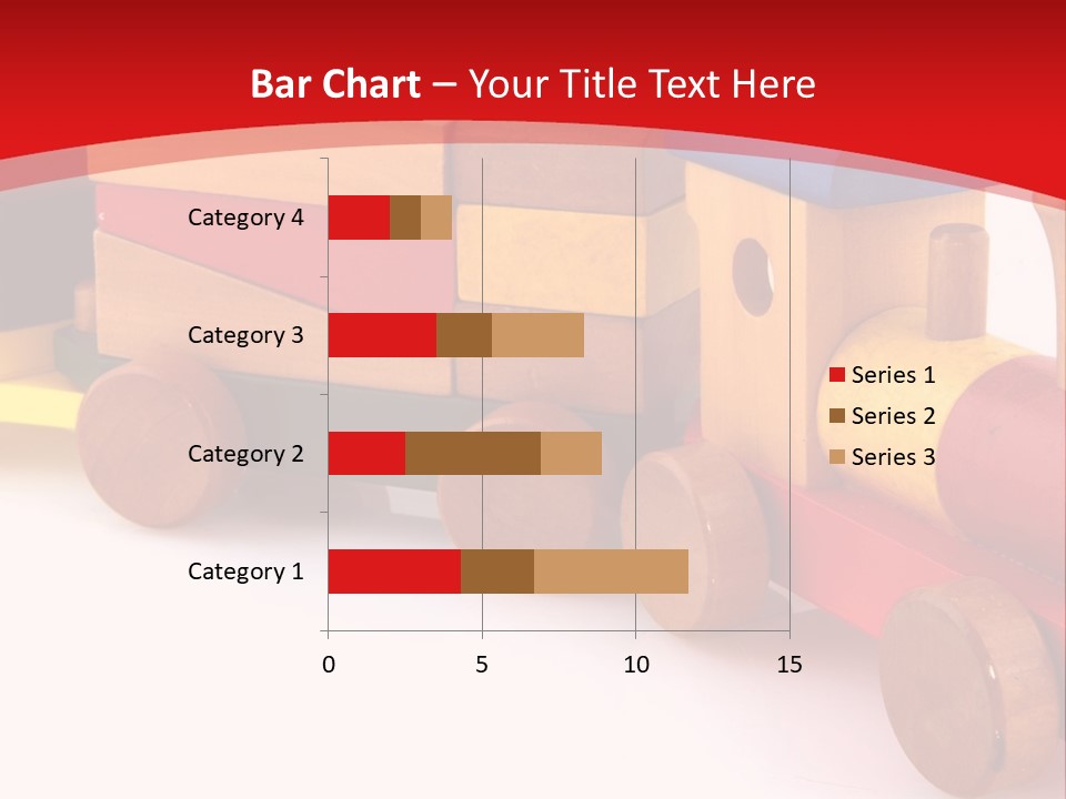 A Wooden Toy Train On A Red And White Background PowerPoint Template
