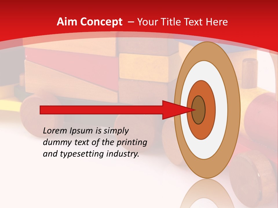 A Wooden Toy Train On A Red And White Background PowerPoint Template