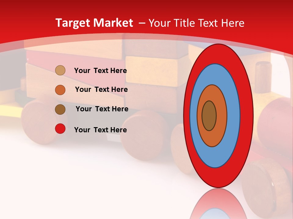 A Wooden Toy Train On A Red And White Background PowerPoint Template