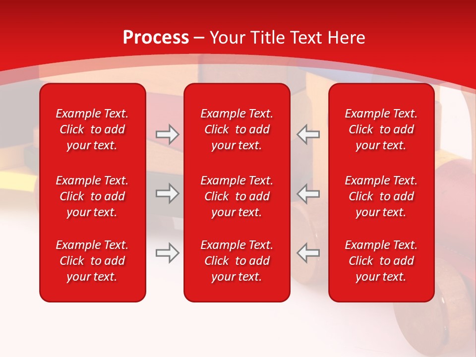 A Wooden Toy Train On A Red And White Background PowerPoint Template