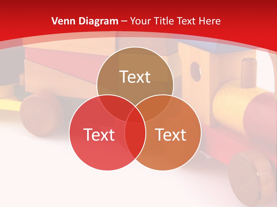 A Wooden Toy Train On A Red And White Background PowerPoint Template