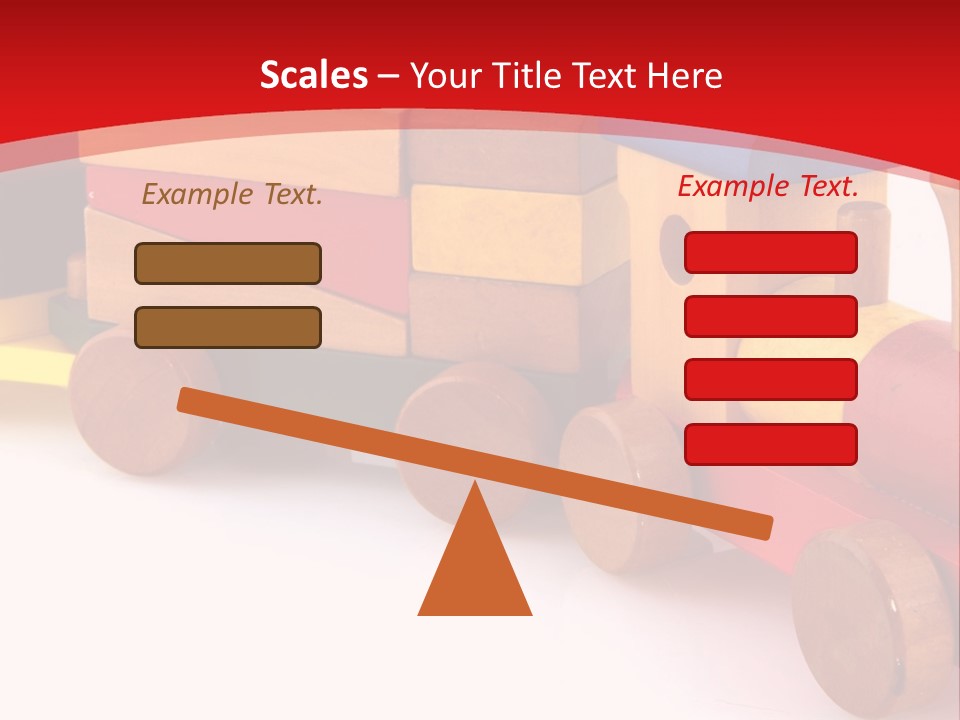 A Wooden Toy Train On A Red And White Background PowerPoint Template