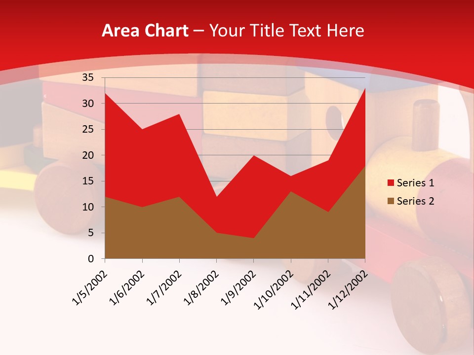 A Wooden Toy Train On A Red And White Background PowerPoint Template