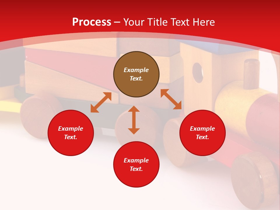 A Wooden Toy Train On A Red And White Background PowerPoint Template