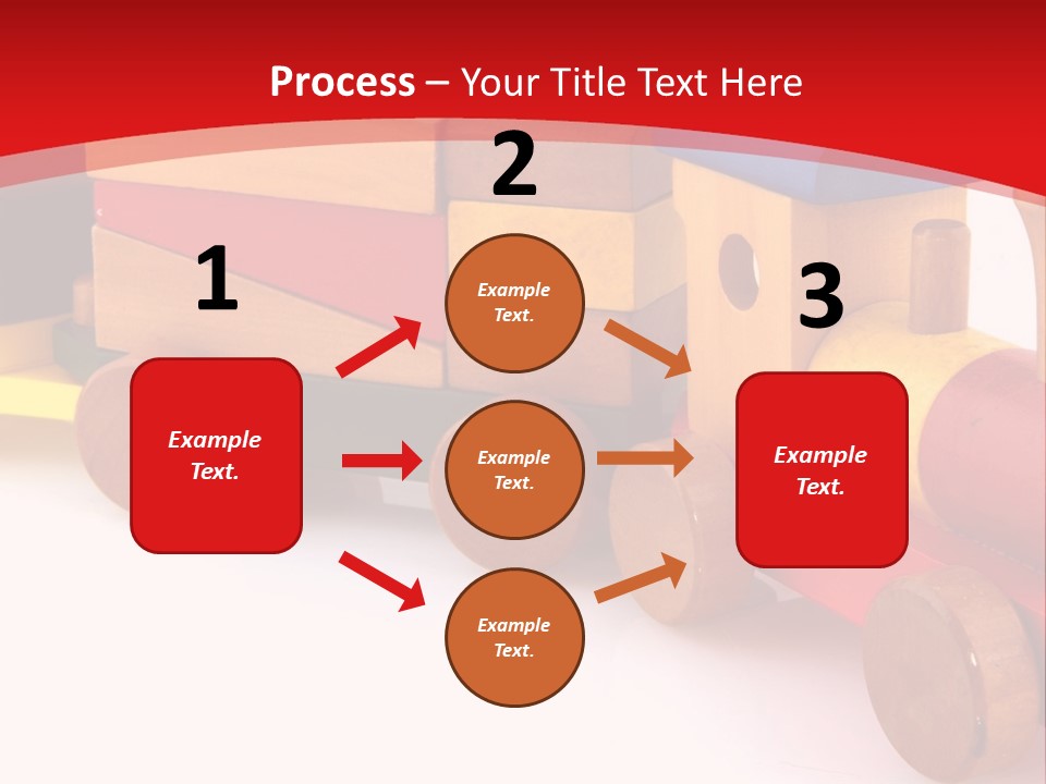 A Wooden Toy Train On A Red And White Background PowerPoint Template