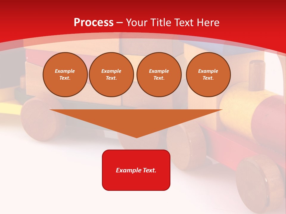 A Wooden Toy Train On A Red And White Background PowerPoint Template