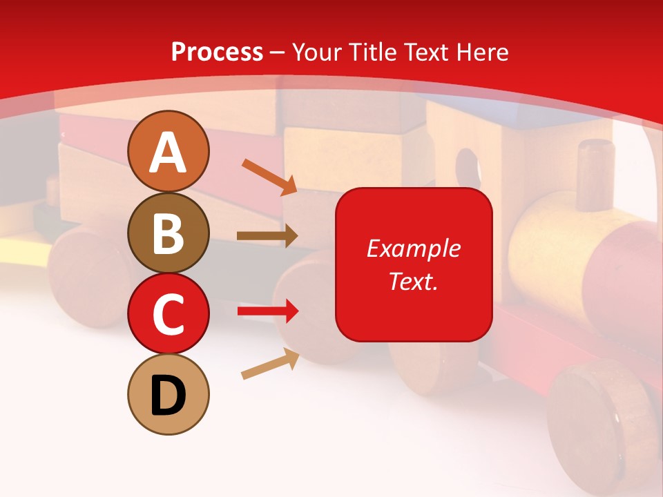 A Wooden Toy Train On A Red And White Background PowerPoint Template