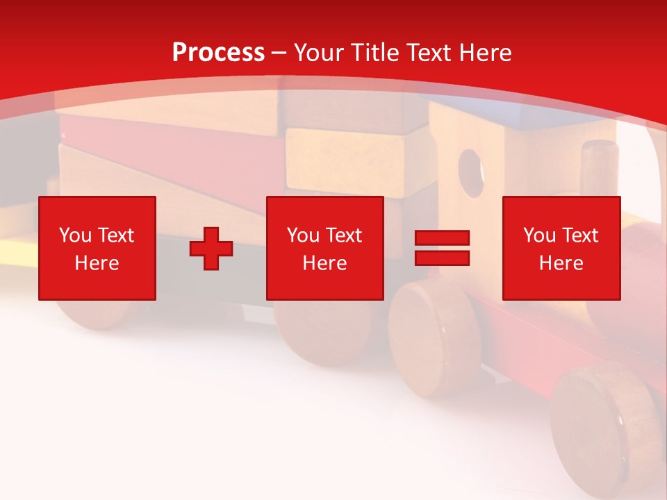 A Wooden Toy Train On A Red And White Background PowerPoint Template