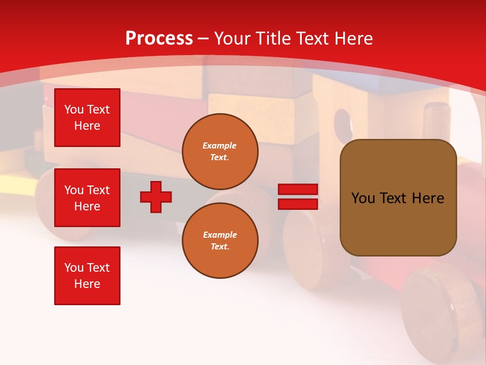 A Wooden Toy Train On A Red And White Background PowerPoint Template
