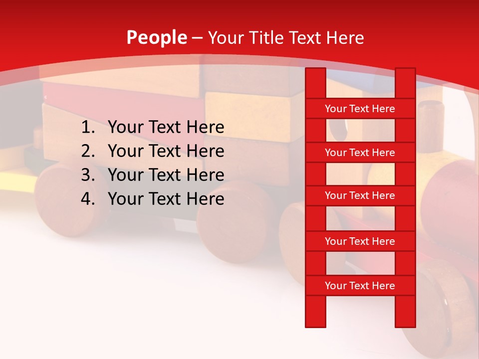 A Wooden Toy Train On A Red And White Background PowerPoint Template