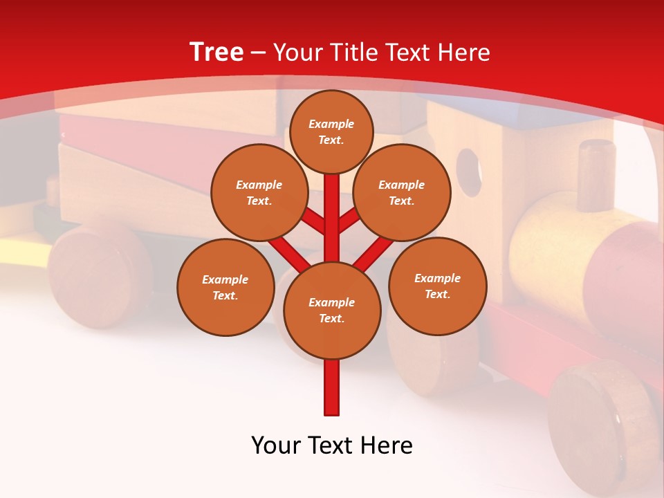 A Wooden Toy Train On A Red And White Background PowerPoint Template