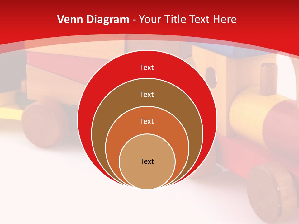 A Wooden Toy Train On A Red And White Background PowerPoint Template