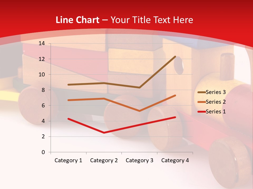 A Wooden Toy Train On A Red And White Background PowerPoint Template