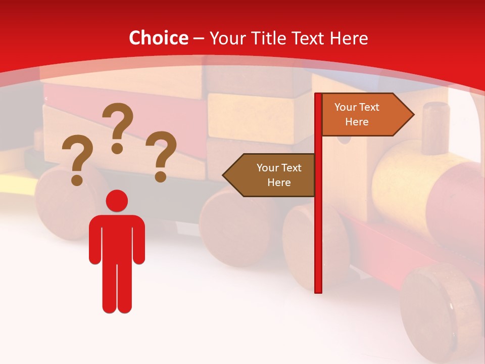 A Wooden Toy Train On A Red And White Background PowerPoint Template
