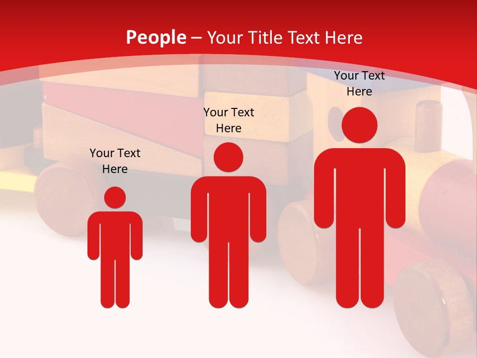 A Wooden Toy Train On A Red And White Background PowerPoint Template