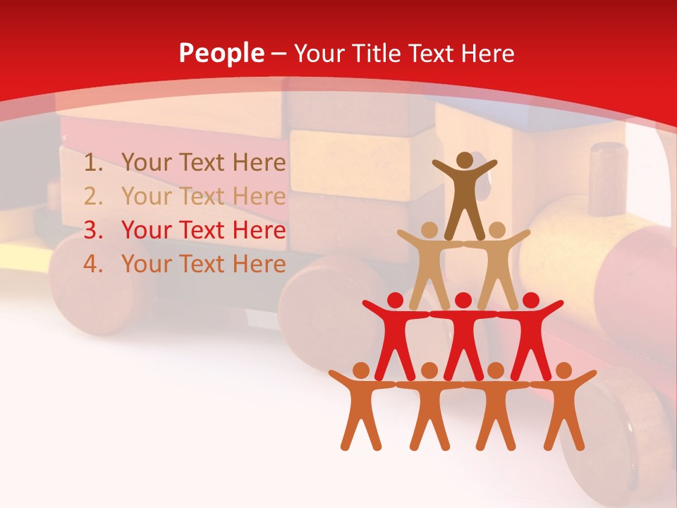 A Wooden Toy Train On A Red And White Background PowerPoint Template
