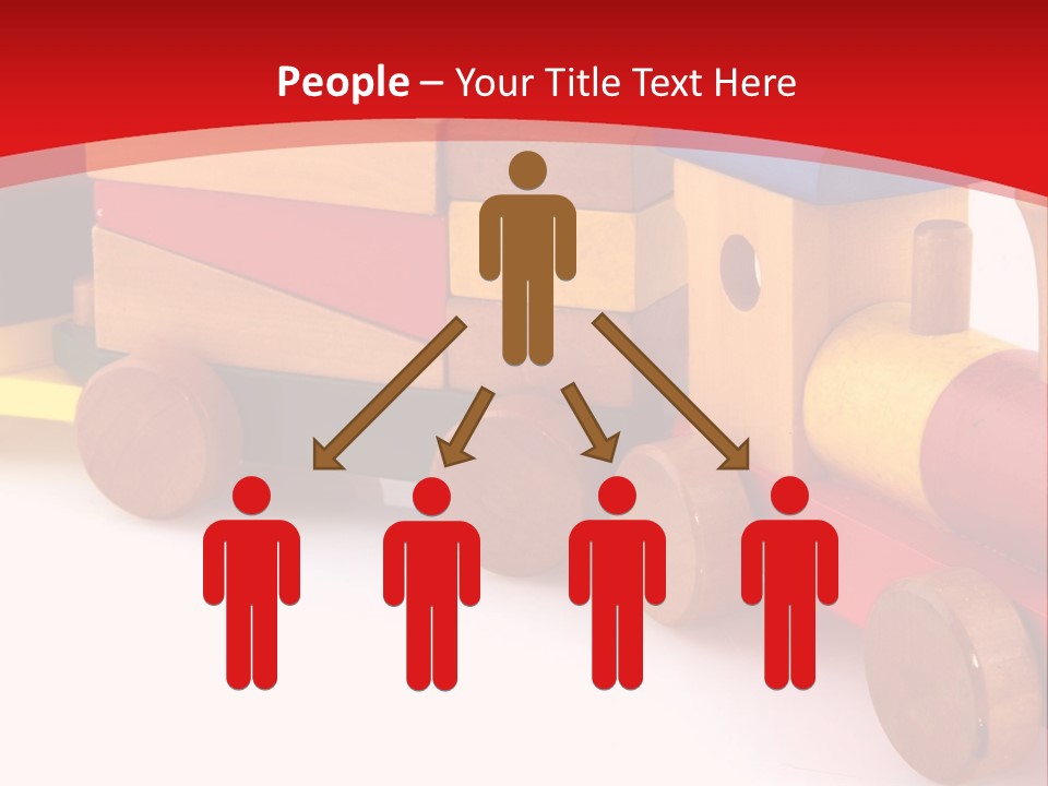 A Wooden Toy Train On A Red And White Background PowerPoint Template