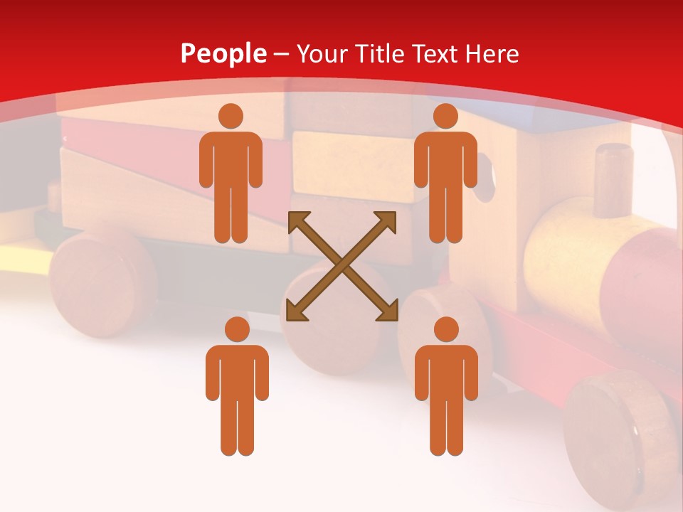 A Wooden Toy Train On A Red And White Background PowerPoint Template