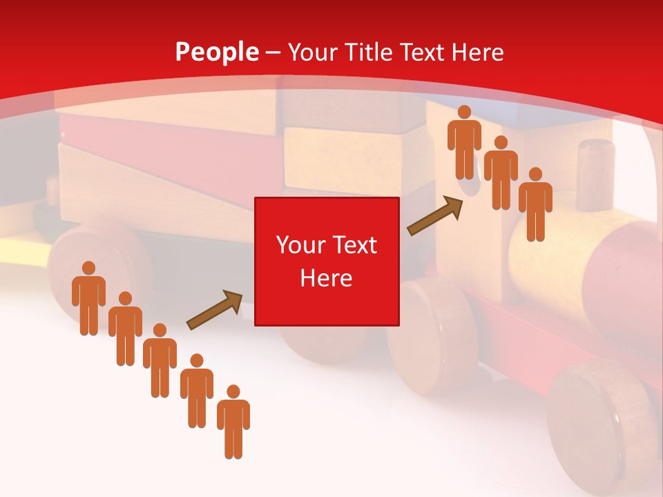 A Wooden Toy Train On A Red And White Background PowerPoint Template