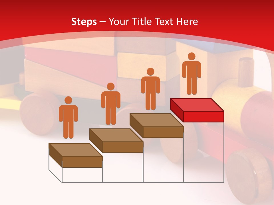 A Wooden Toy Train On A Red And White Background PowerPoint Template