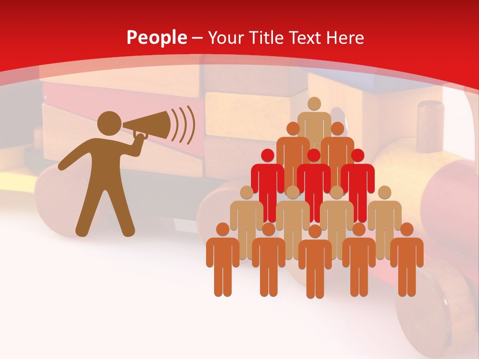 A Wooden Toy Train On A Red And White Background PowerPoint Template